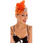 Orange Fascinator with Bunch of Roses F1525