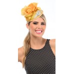 Yellow Fascinator with Bunch of Roses F1525