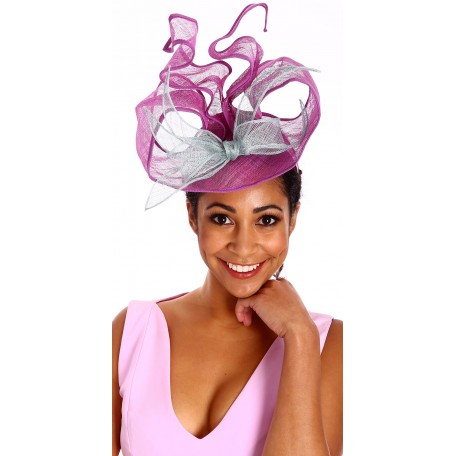 Orchid Blue twists bow sinamay fascinator H1582