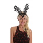 Black Wire Lace Ears Fascinator H1752 Black Wire Lace Ears Fascinator H1752