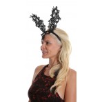 Black Wire Lace Ears Fascinator H1752