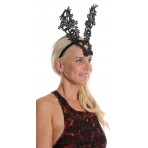 Black Wire Lace Ears Fascinator H1752