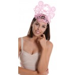 Rose Quartz Pink Lace Crown Headband Fascinator H1760