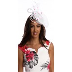 White Pink Flower Fascinator H1819 White Pink