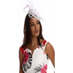 White Pink Flower Fascinator H1819 White Pink