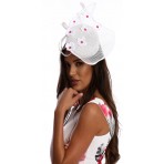 White Pink Flower Fascinator H1819 White Pink