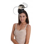 Faux Leather Flowers & Quills Fascinator WS1603 Black Ivory