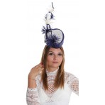 Navy And White Double Heart Pillbox Feathers WS1609