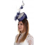 Navy And White Double Heart Pillbox Feathers WS1609
