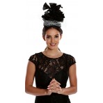 Black White Flowers  feathers net fascinator H1616